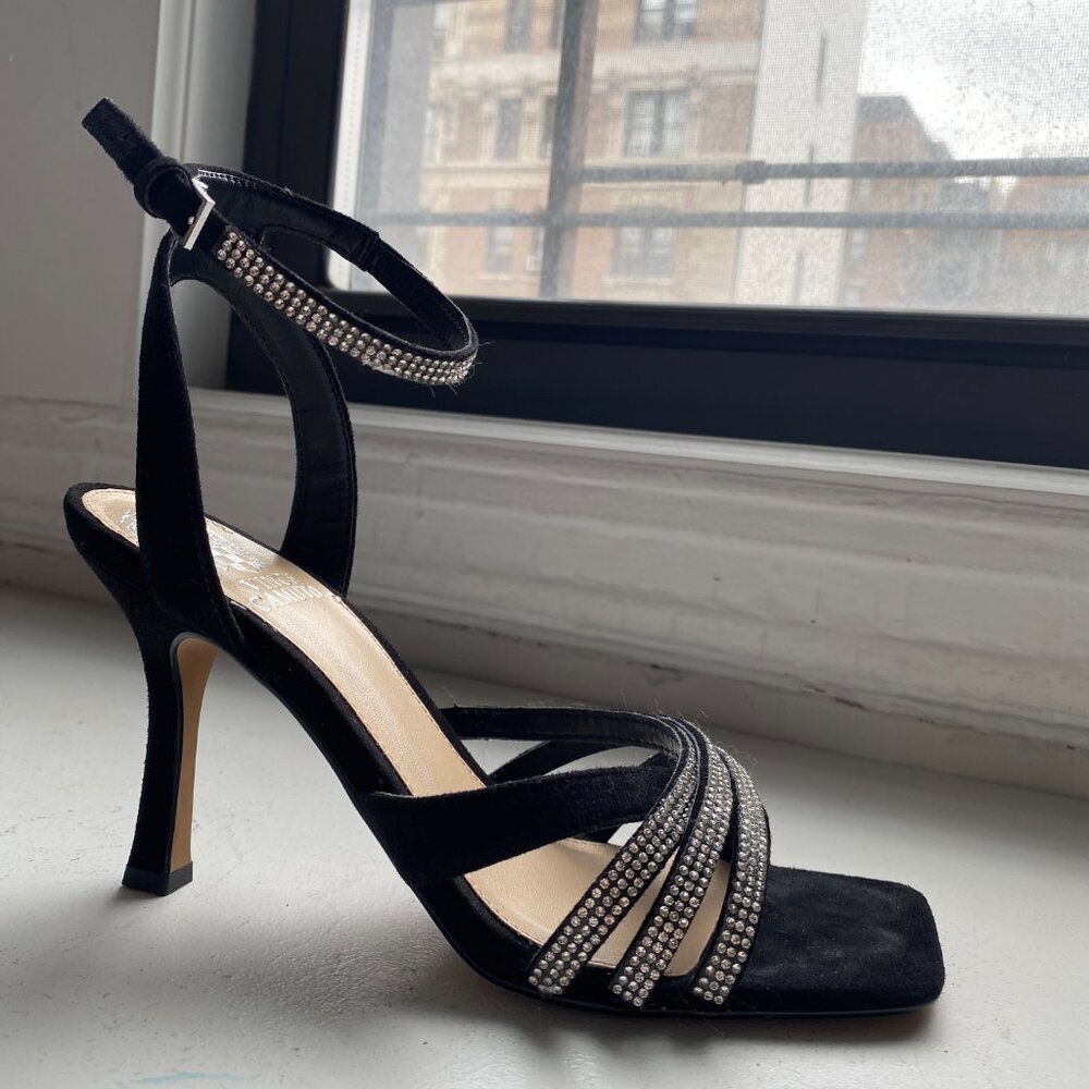 Vince Camuto Brevern Black Rhinestone Sandals 7.5 - Picture 11 of 11